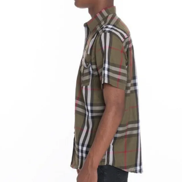 Men's Casual Short Sleeve Checker Shirts