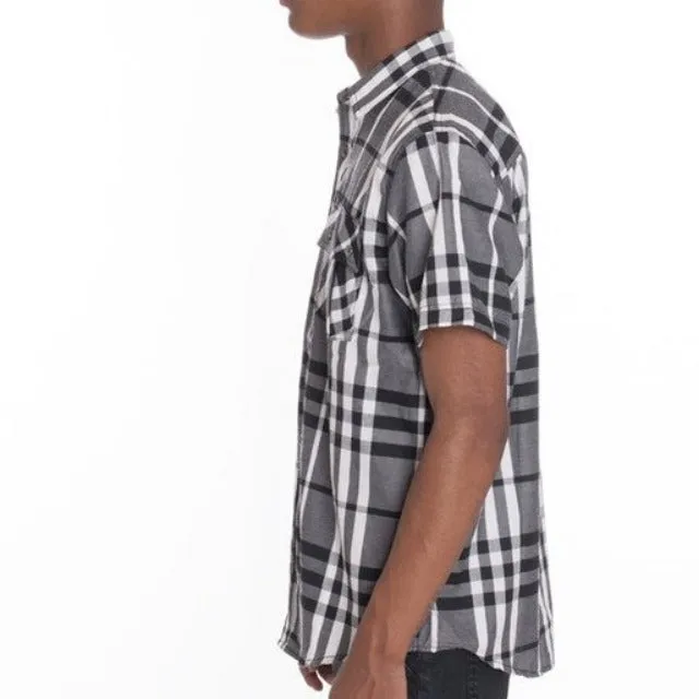 Men's Casual Short Sleeve Checker Shirts