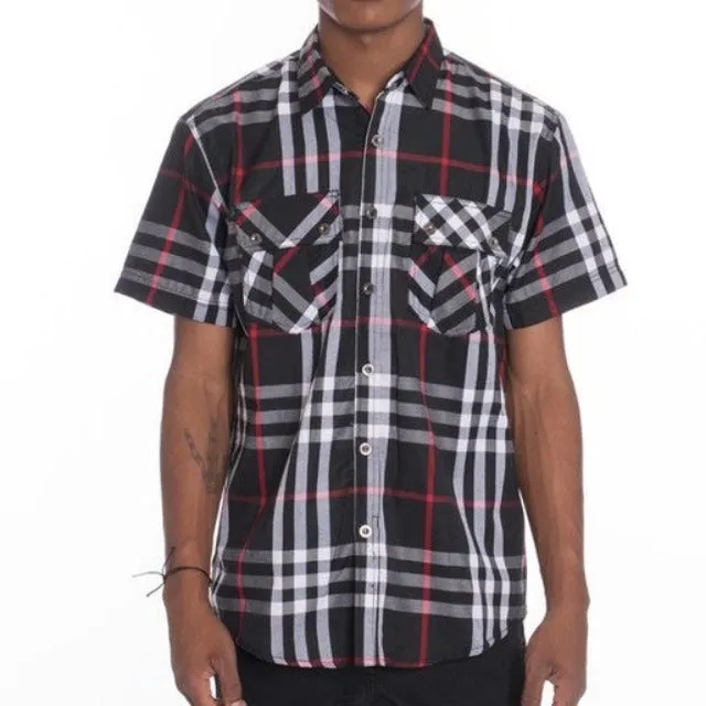 Men's Casual Short Sleeve Checker Shirts