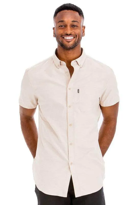 Mens Casual Short Sleeve Solid Shirts