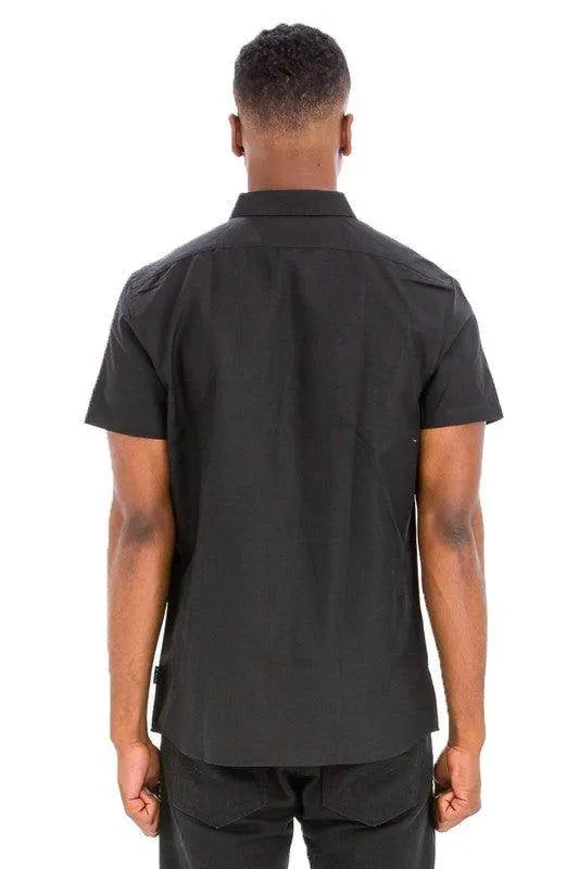 Mens Casual Short Sleeve Solid Shirts