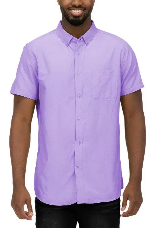 Mens Casual Short Sleeve Solid Shirts