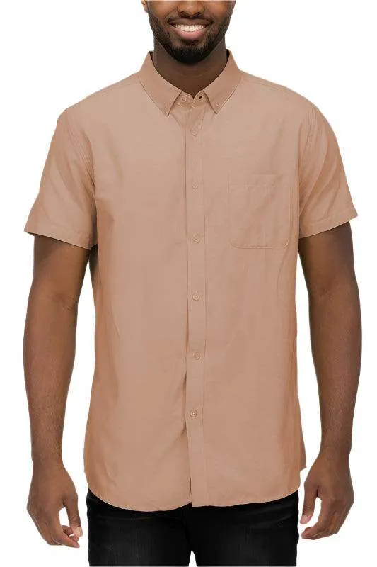 Mens Casual Short Sleeve Solid Shirts