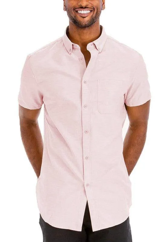 Mens Casual Short Sleeve Solid Shirts