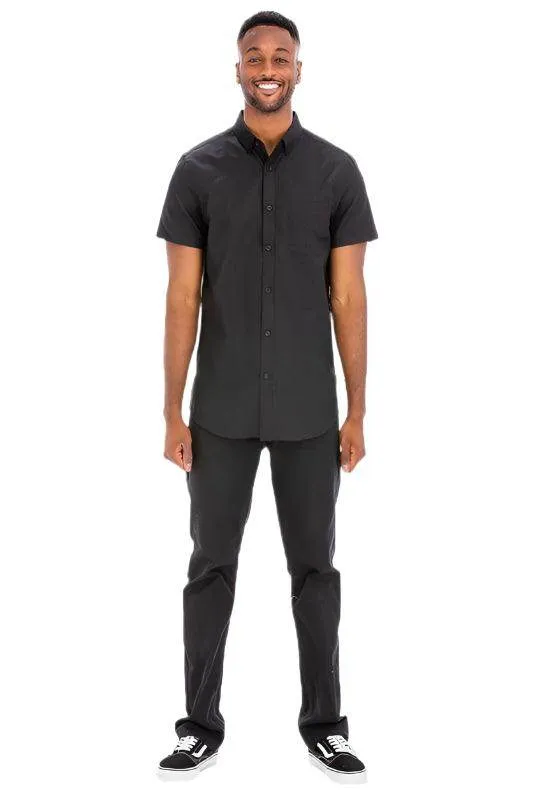 Mens Casual Short Sleeve Solid Shirts