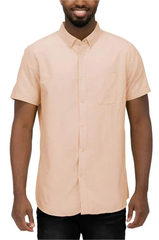 Mens Casual Short Sleeve Solid Shirts