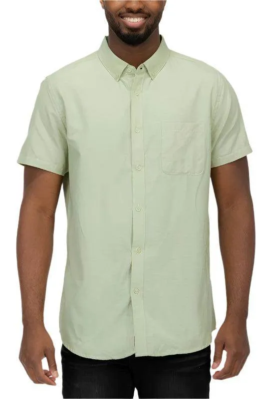Mens Casual Short Sleeve Solid Shirts