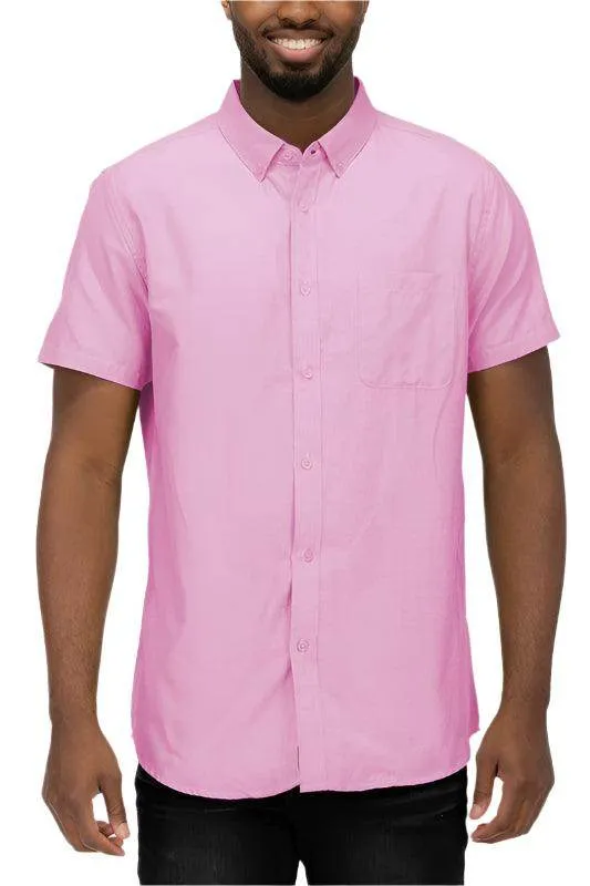 Mens Casual Short Sleeve Solid Shirts