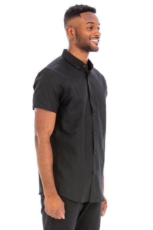 Mens Casual Short Sleeve Solid Shirts