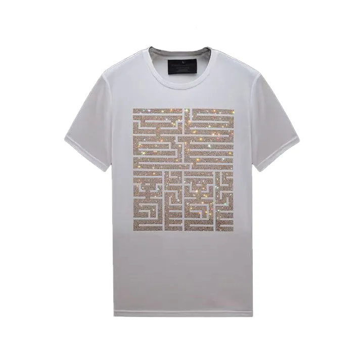 Men's Casual Short Sleeve T-Shirts with Rhinestones
