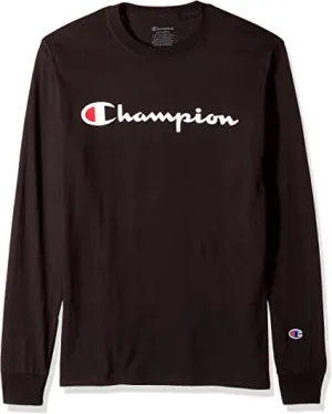 MENS CHAMPION CORE SCRIPT LONG-SLEEVE T-SHIRT BLACK LOGO GREEN