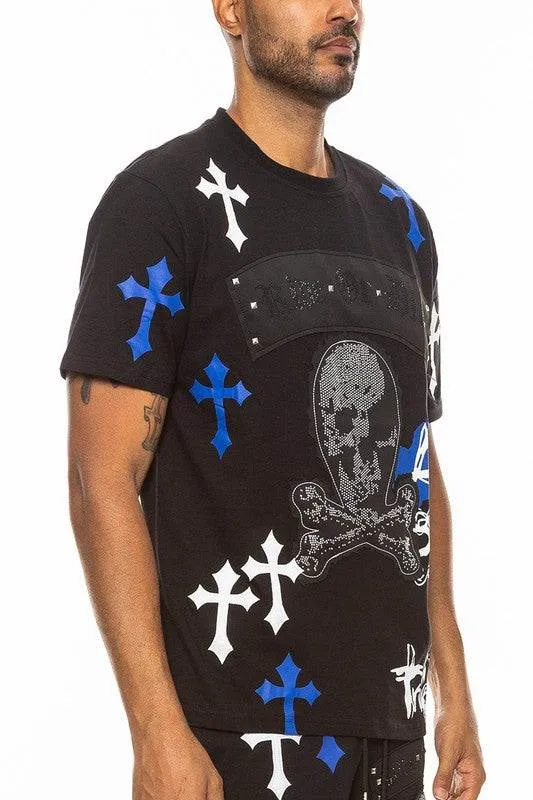 Mens Chrome Cross Skull Tshirt