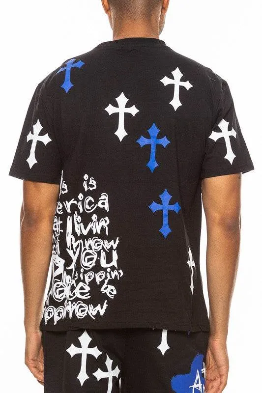 Mens Chrome Cross Skull Tshirt