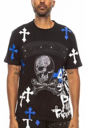 Mens Chrome Cross Skull Tshirt