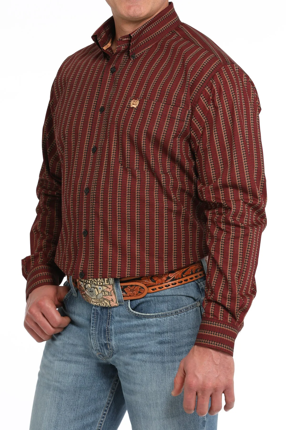 Men's Cinch MTW1105842 Red Shot Shells Print Button Down Long Sleeve Shirt