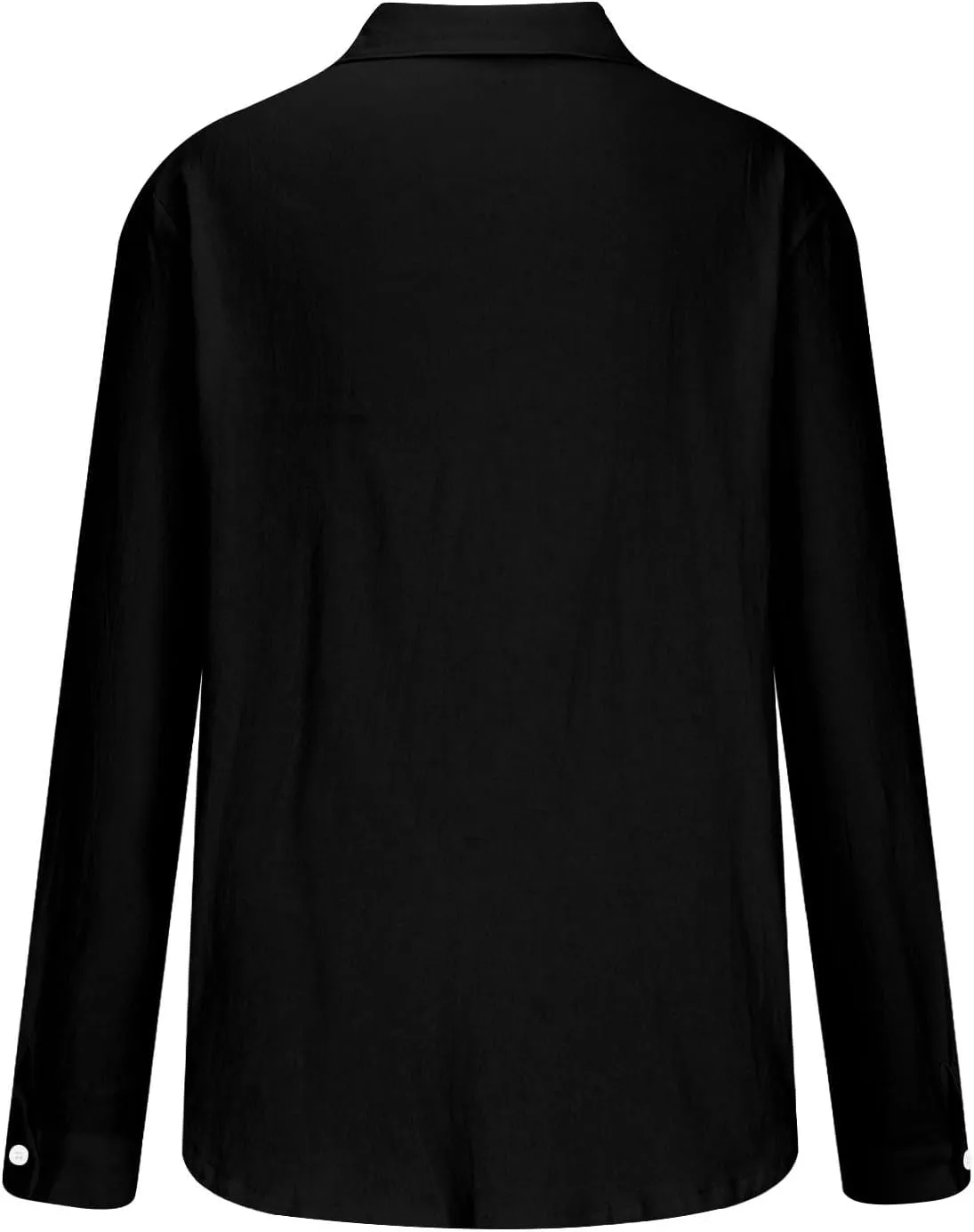 Men's Cotton Linen Long Sleeve Shirt V Neck Casual Button Down Blouse Solid Color Loose Tops Comfy Lightweight Tee