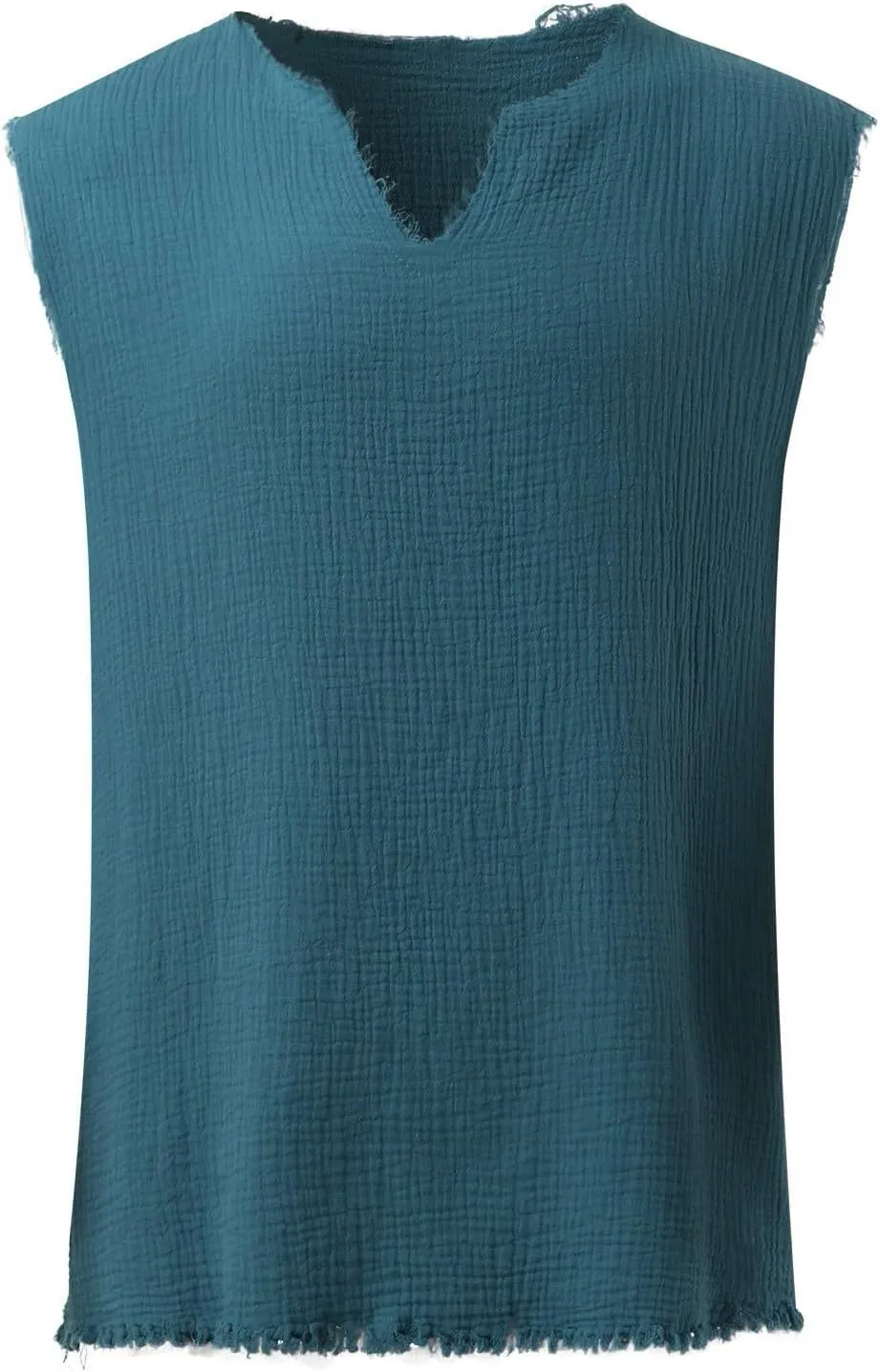 Men's Cotton Linen Shirts Big and Tall Sleeveless Workout Tank Tops Breathable Quick Dry Summer V Neck Gym Fitness Tee