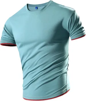 Men's Cotton T-Shirts Sport Quick Dry Lightweight Workout Running Shirts Muscle Fit Short Sleeve Bodybuilding Gym Tees