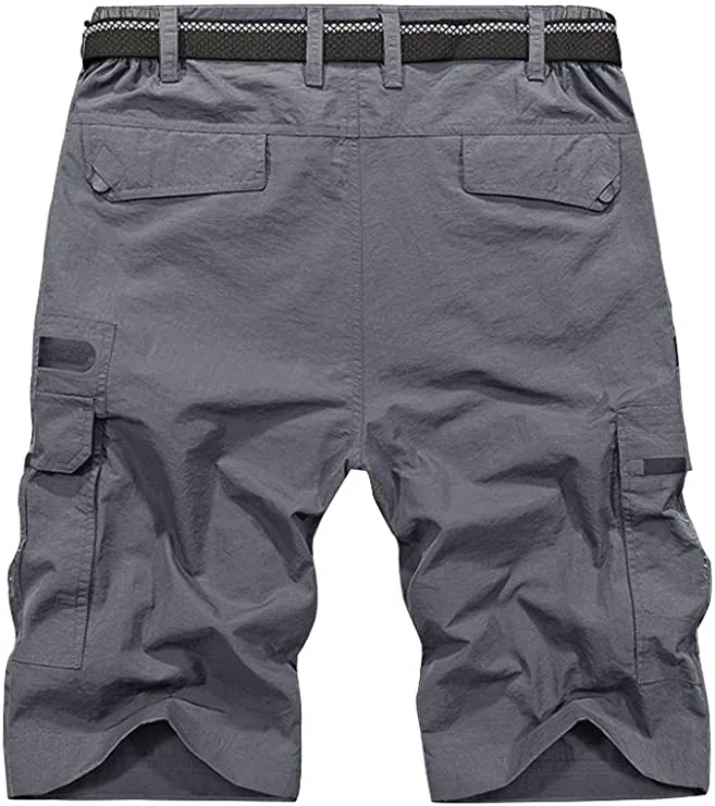 Men's Dark Khaki Expandable Waist Casual Quick Dry Cargo Shorts