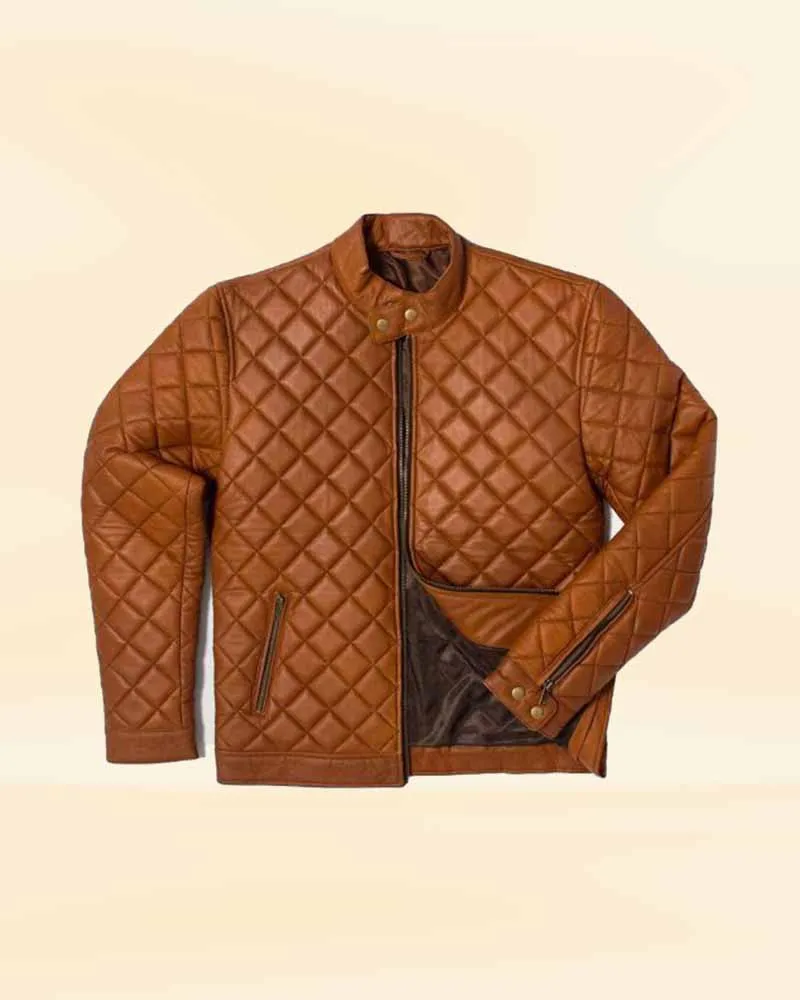 Men’s Decant Slim Fit Quilted Biker Leather Jacket