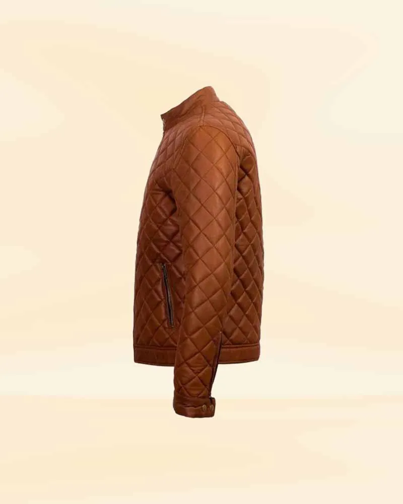 Men’s Decant Slim Fit Quilted Biker Leather Jacket