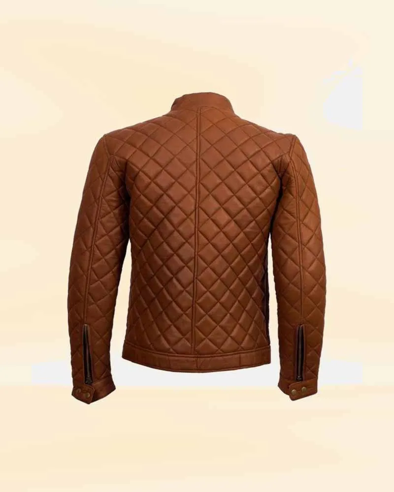 Men’s Decant Slim Fit Quilted Biker Leather Jacket