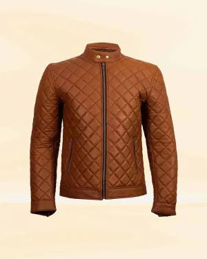 Men’s Decant Slim Fit Quilted Biker Leather Jacket