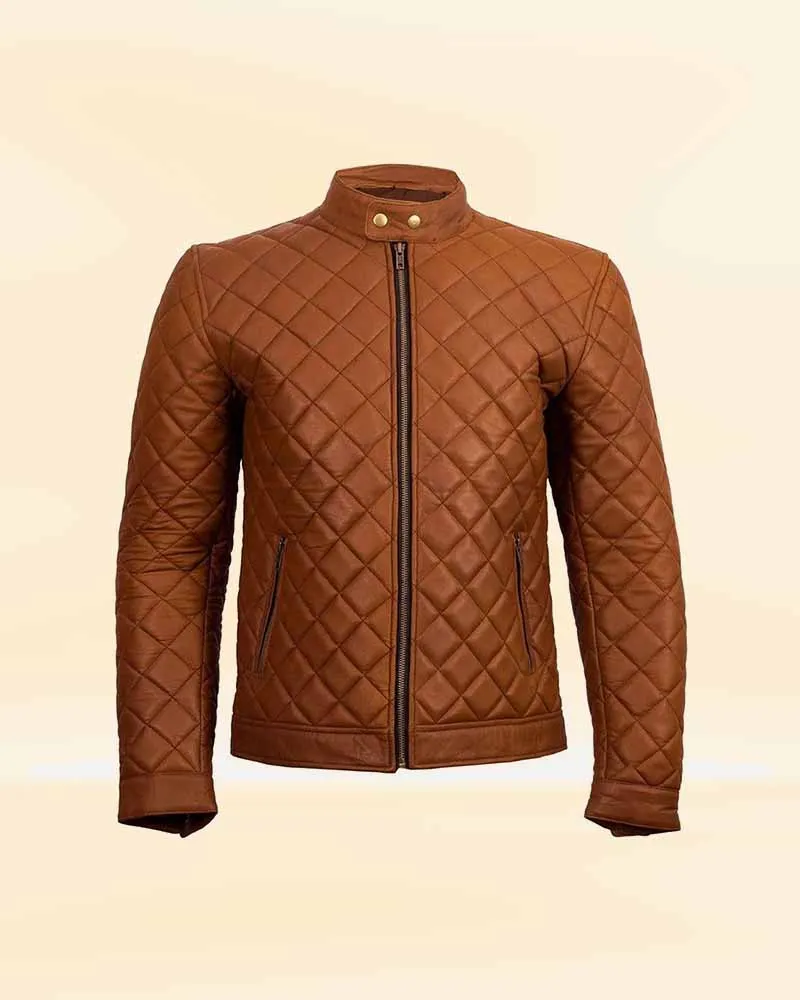 Men’s Decant Slim Fit Quilted Biker Leather Jacket