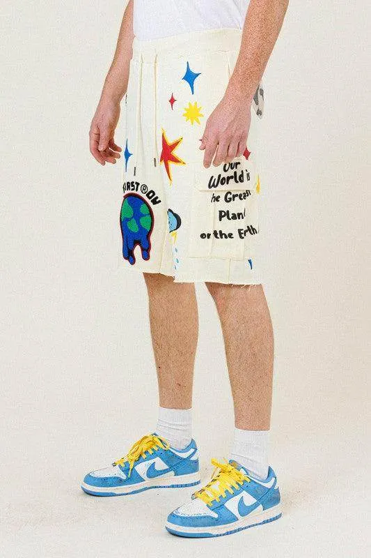 Mens Earth Terry Shorts In Cream