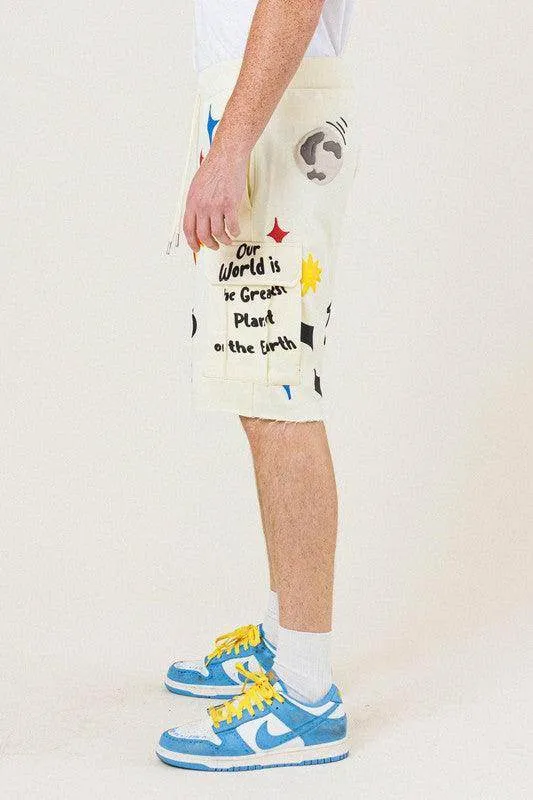 Mens Earth Terry Shorts In Cream