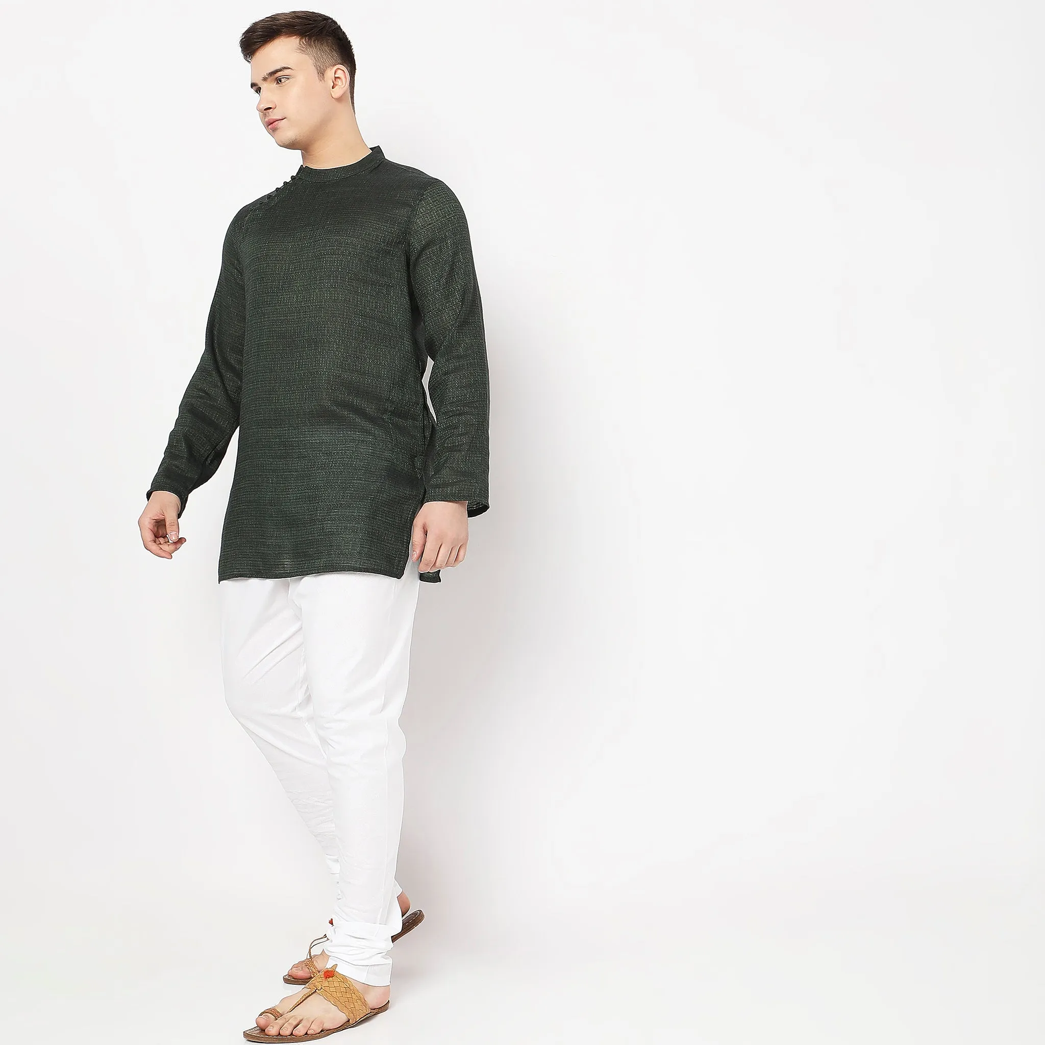 Mens Ethnic Churidars - Slim Fit Solid Mid Rise