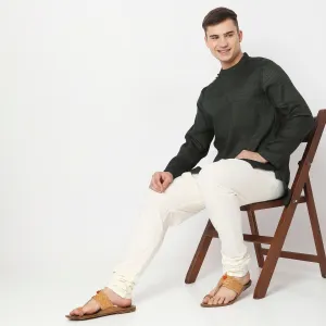 Mens Ethnic Churidars - Slim Fit Solid Mid Rise