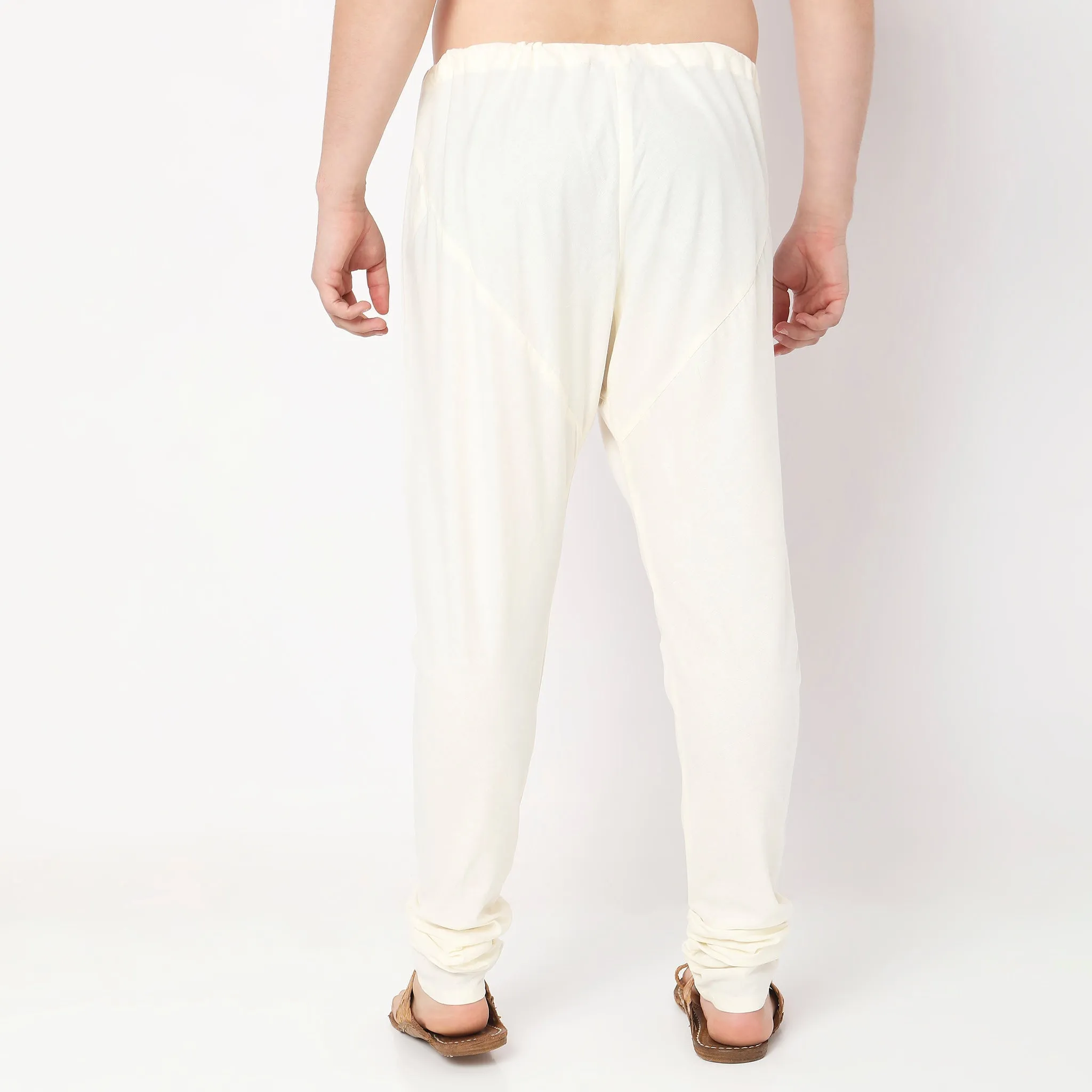 Mens Ethnic Churidars - Slim Fit Solid Mid Rise