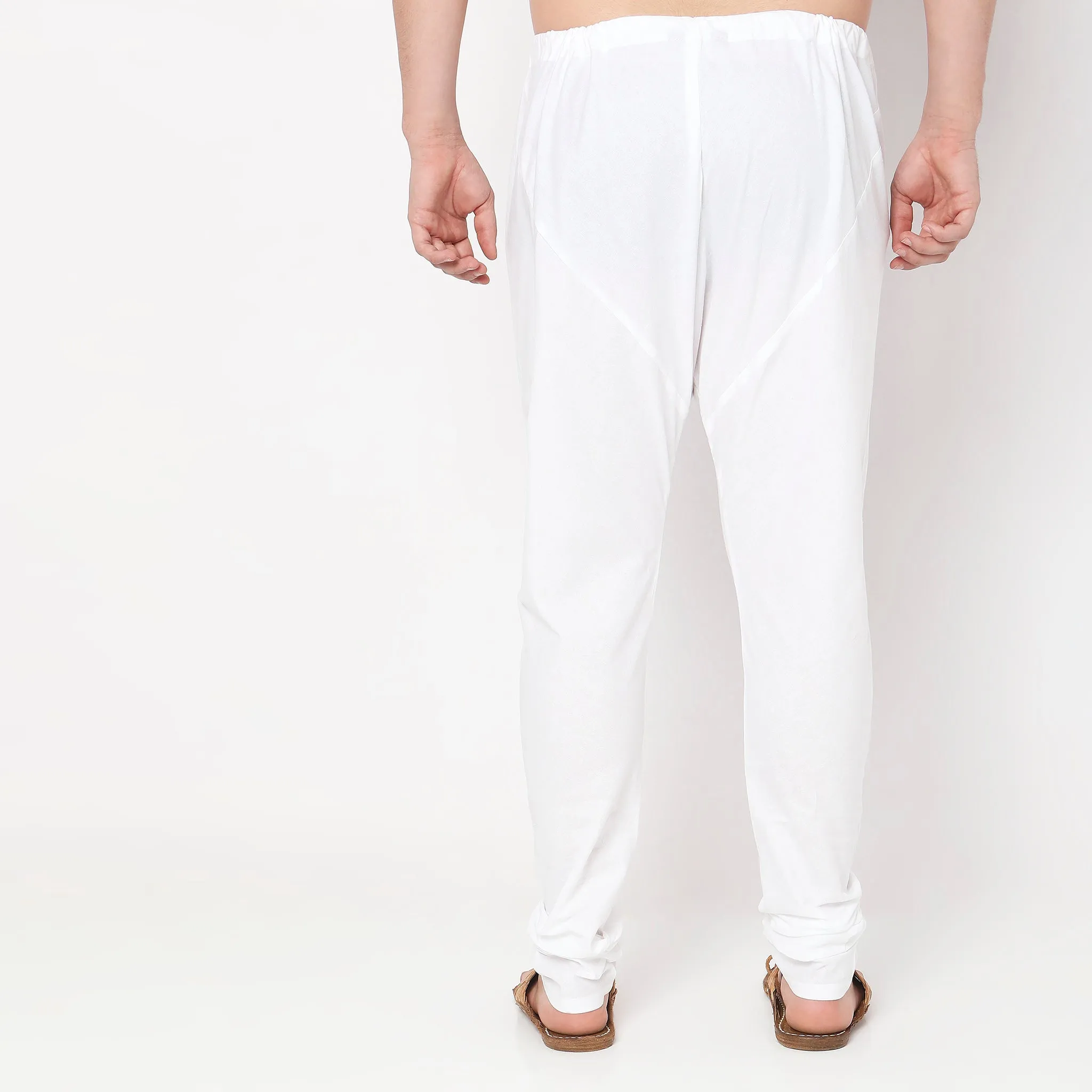Mens Ethnic Churidars - Slim Fit Solid Mid Rise