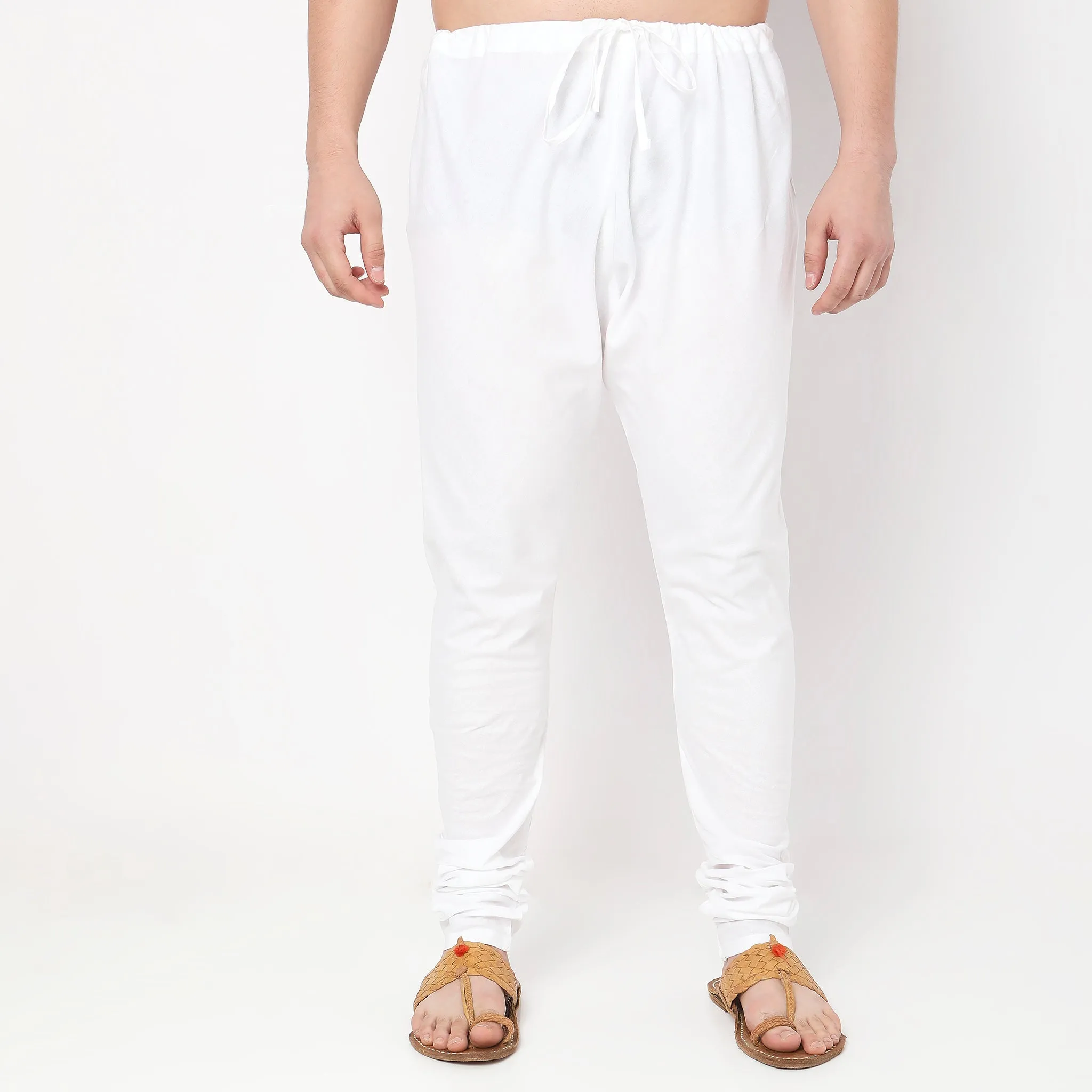 Mens Ethnic Churidars - Slim Fit Solid Mid Rise