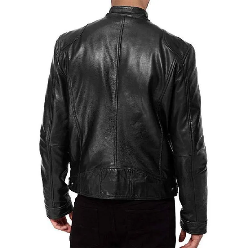 Men's Fashion Slim Fit Vinyl Jacket