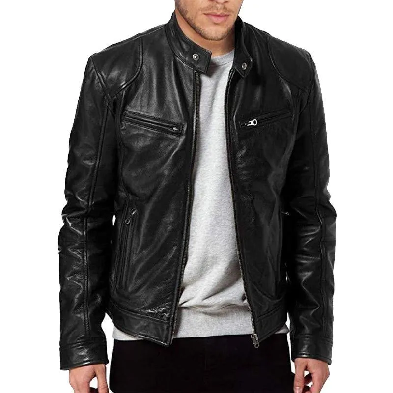 Men's Fashion Slim Fit Vinyl Jacket