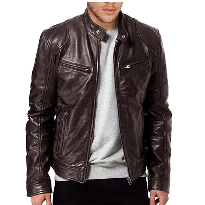 Men's Fashion Slim Fit Vinyl Jacket