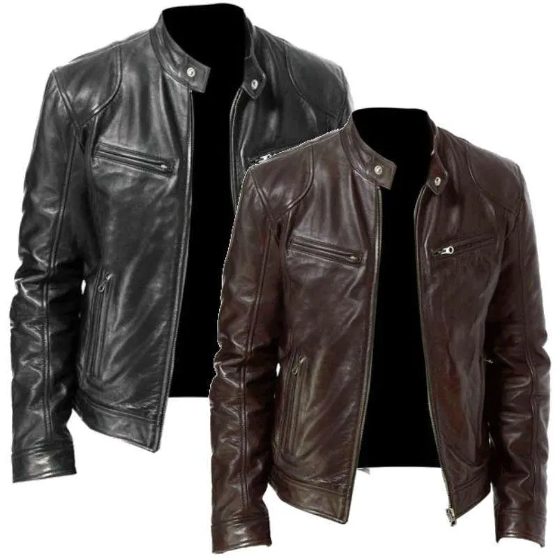 Men's Fashion Slim Fit Vinyl Jacket