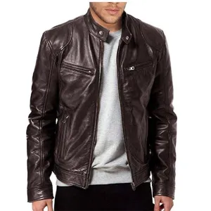 Men's Fashion Slim Fit Vinyl Jacket
