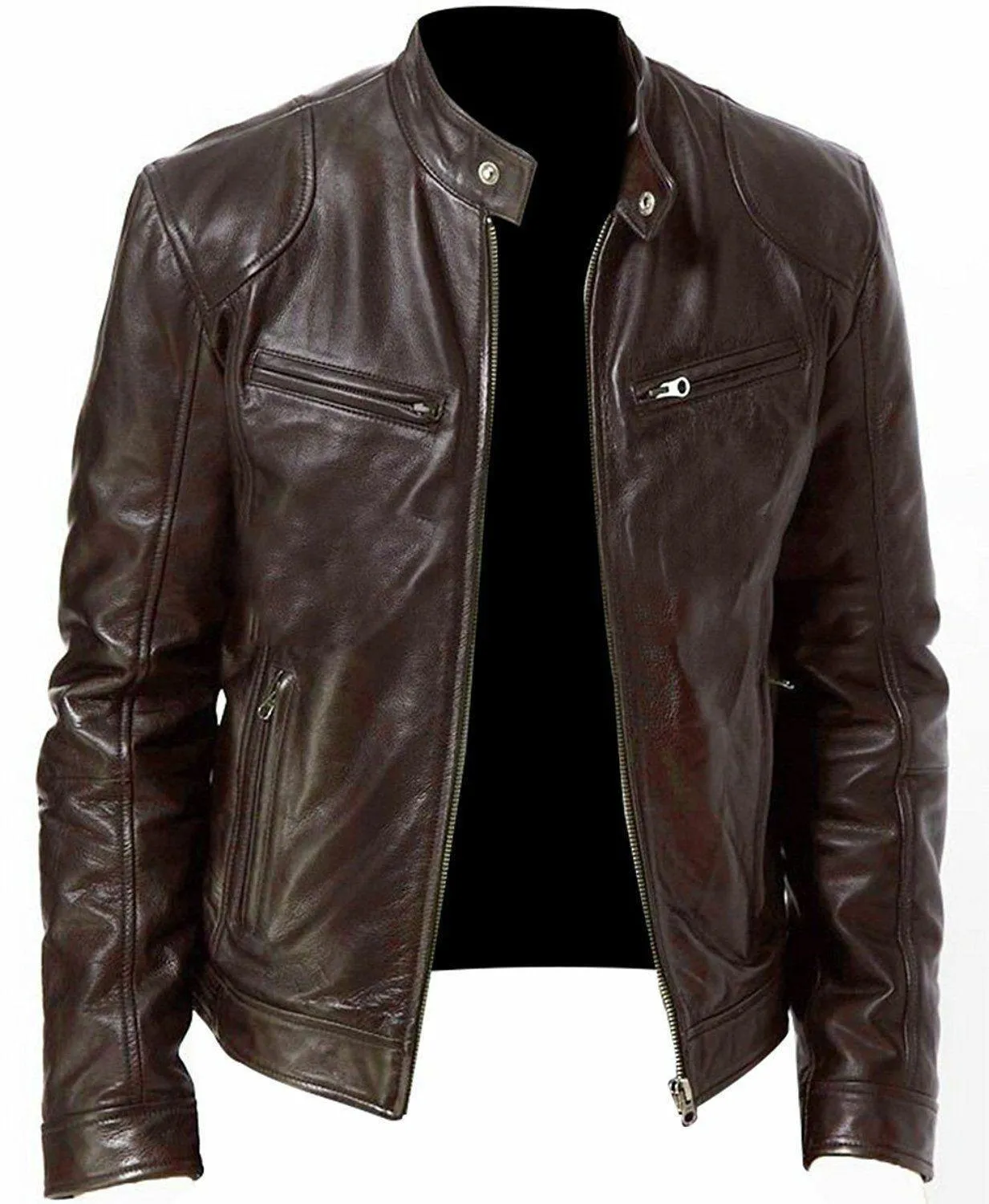Men's Fashion Slim Fit Vinyl Jacket