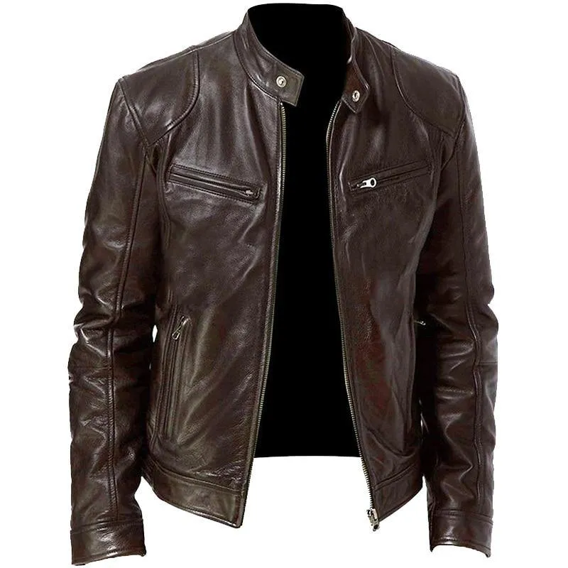 Men's Fashion Slim Fit Vinyl Jacket
