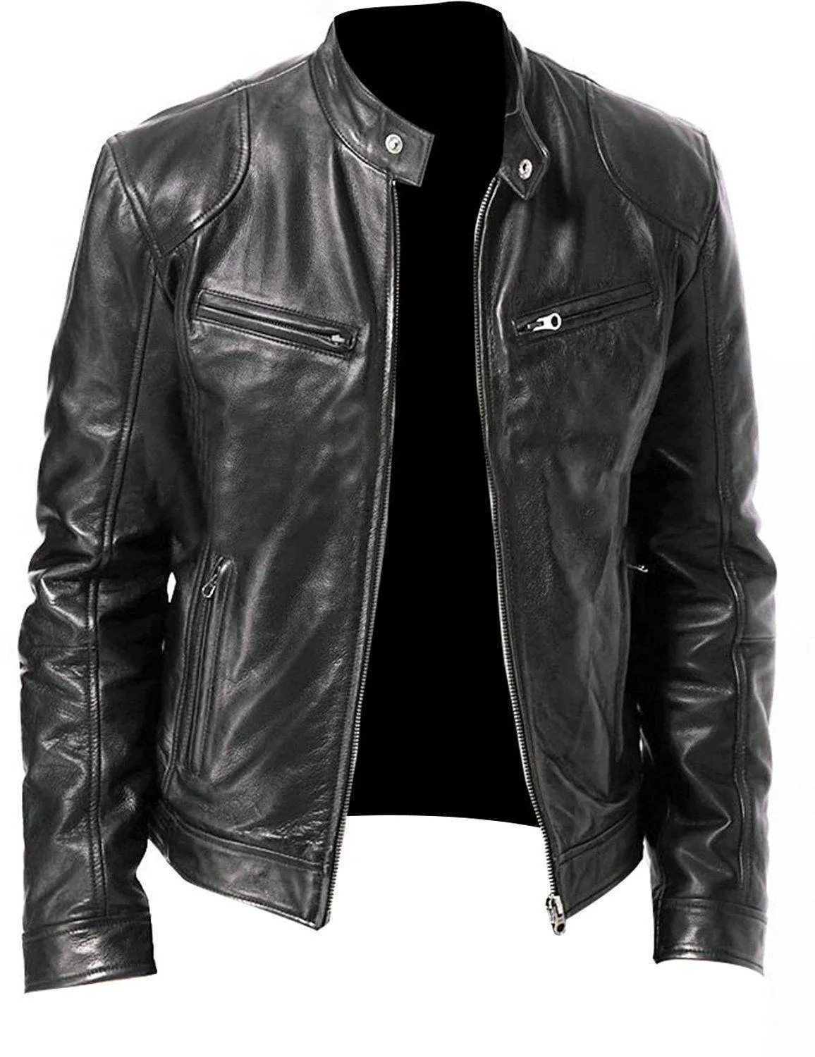 Men's Fashion Slim Fit Vinyl Jacket