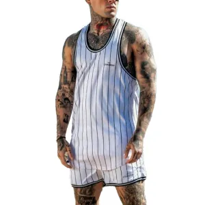 Men's Fitness Round Neck Sports Vest Shorts Set 36249784L