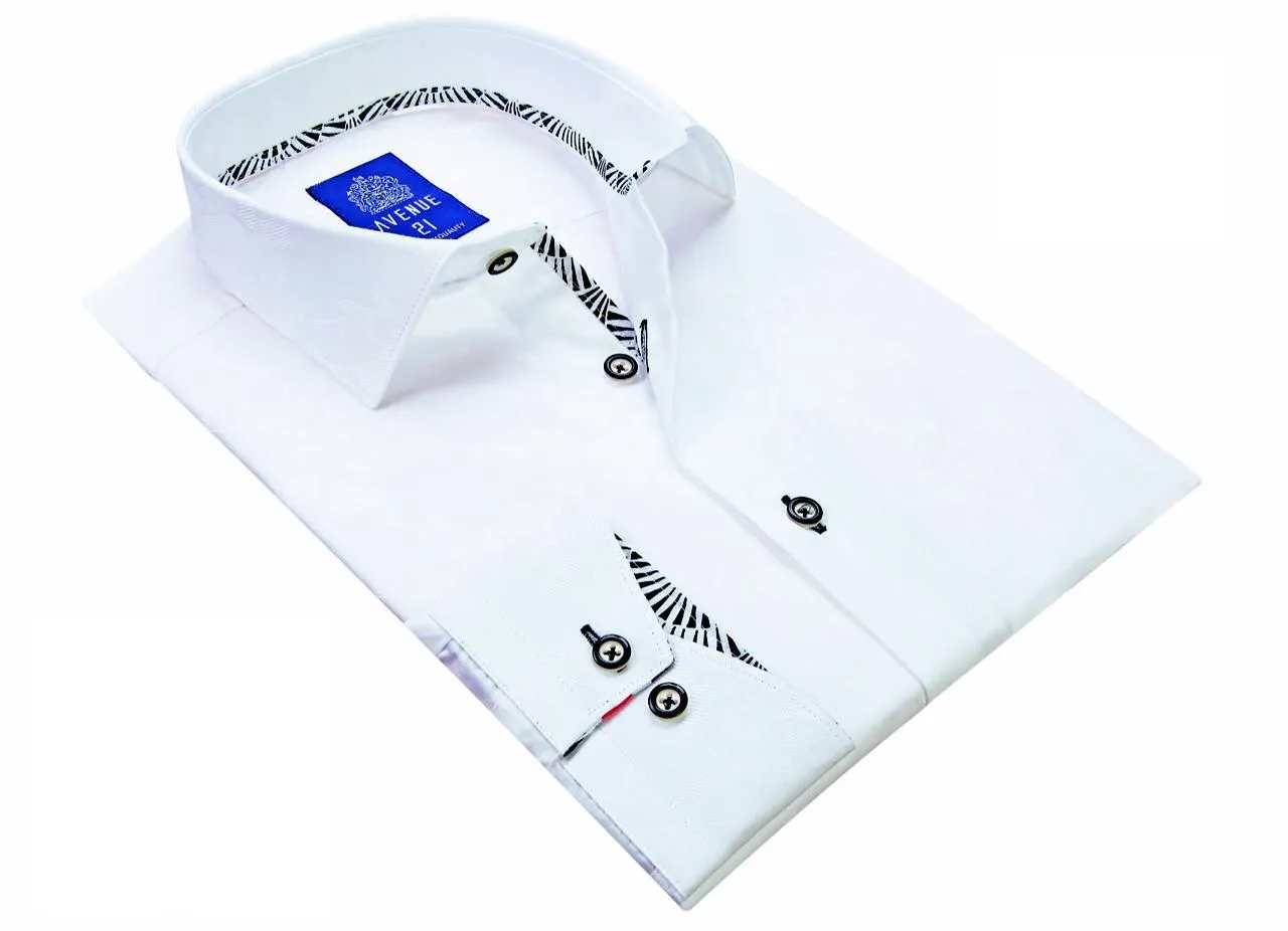 MEN'S FITTED SHIRT LONG SLEEVE EUROPEAN MADE | WHITE | B04
