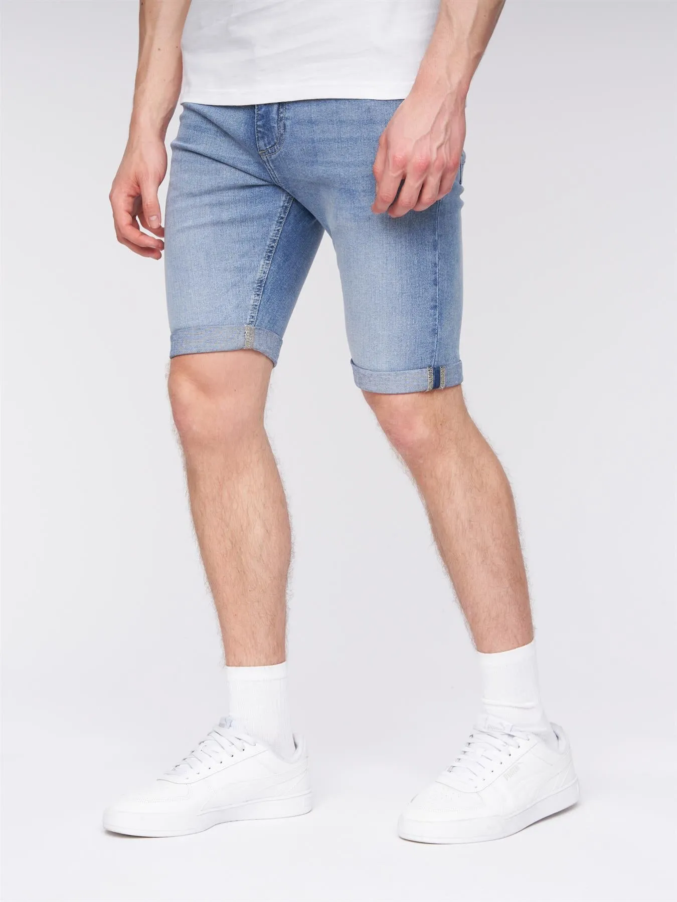 Mens Flex Denim Shorts Light Wash