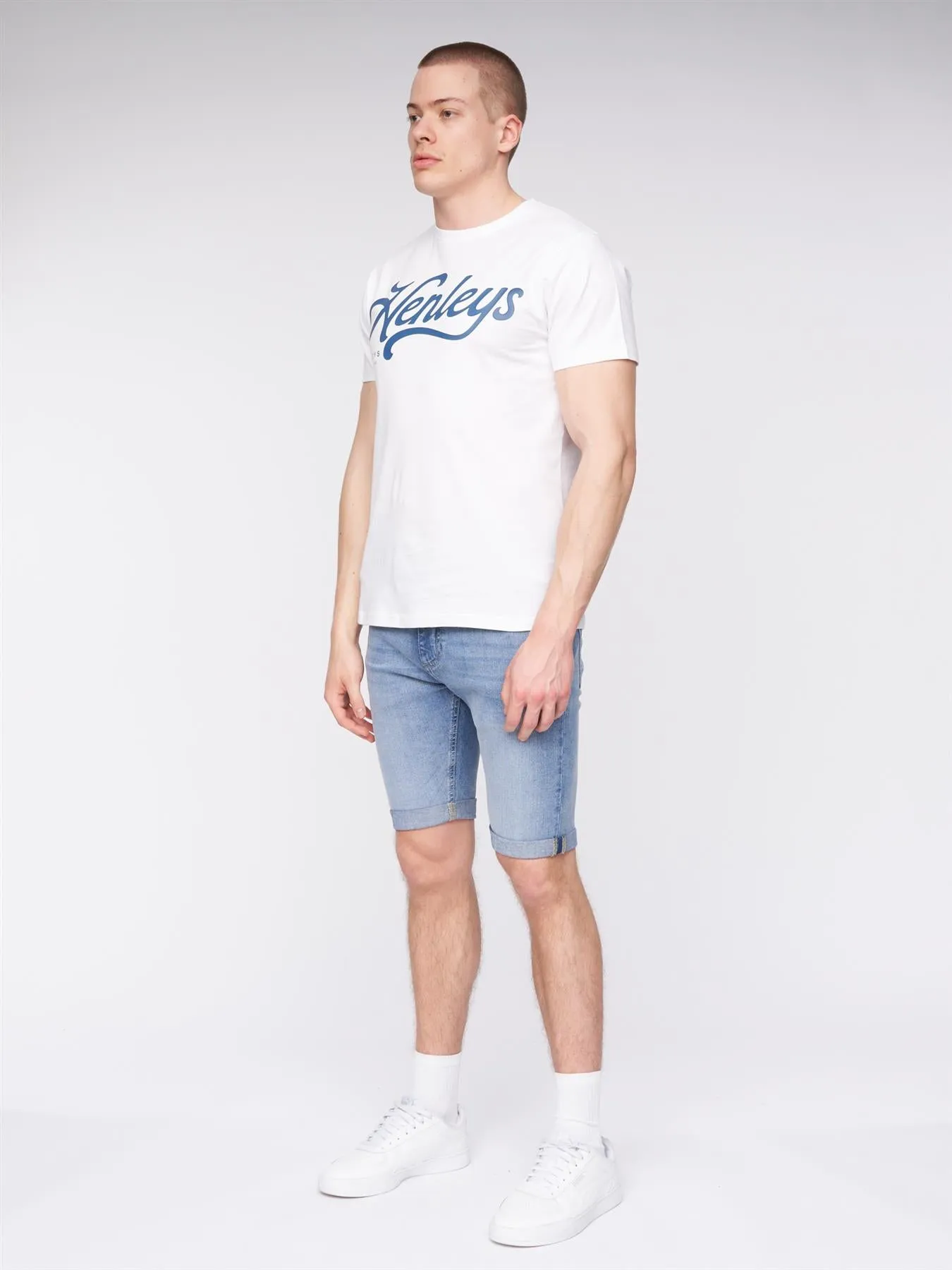 Mens Flex Denim Shorts Light Wash
