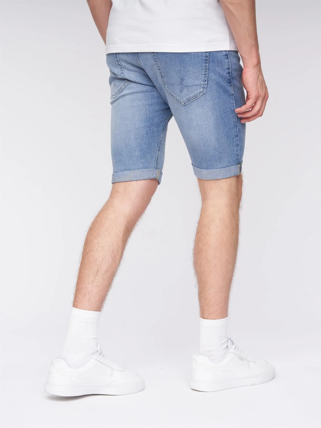Mens Flex Denim Shorts Light Wash