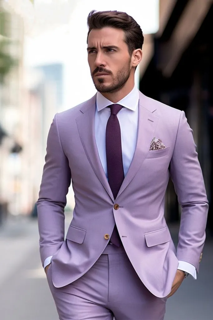 Men's Formal Wedding Suit Two Piece Suit Formal Fashion Suit Engagement 2 Piece Suit Prom Wear Lavender Suit bespoke