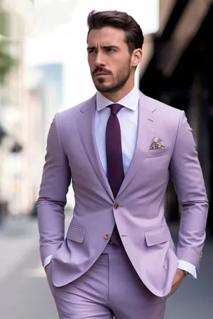 Men's Formal Wedding Suit Two Piece Suit Formal Fashion Suit Engagement 2 Piece Suit Prom Wear Lavender Suit bespoke